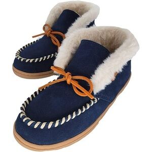 Clarks Women's Moccasin Bootie Slippers Suede Indoor/Outdoor Slip-Ons|7M US,Navy